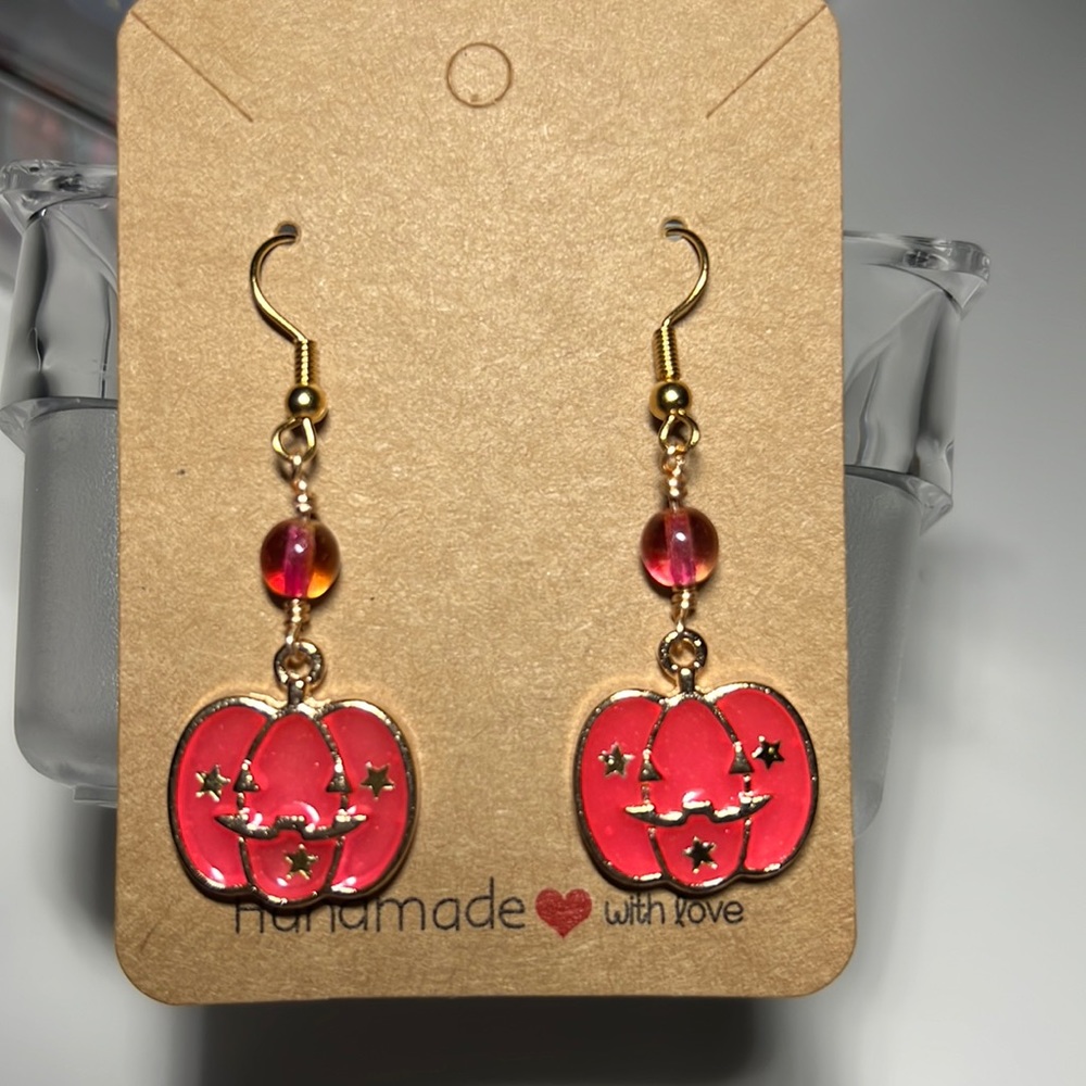 NEW costume jewelry Pink Pumpkin Halloween Earrings